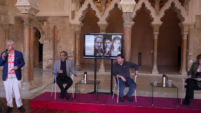 poster Conversaciones en la Aljafería con José Luis Esteban, Jorge Asín y Pai Esteban